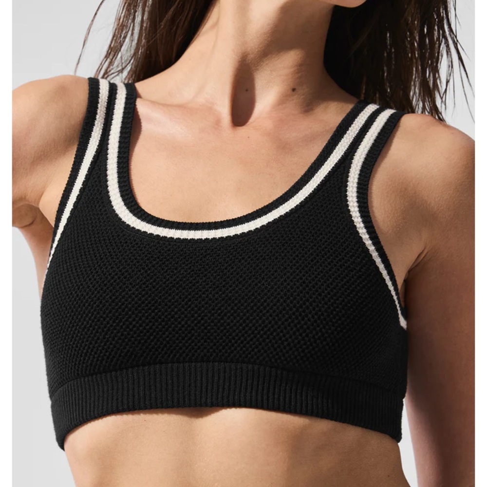 ALO Yoga Black Tennis Club Sweater Knit Bra